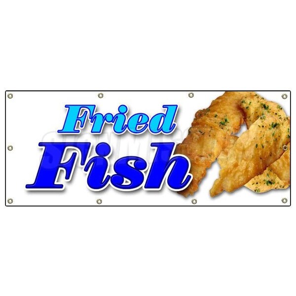 Signmission FRIED FISH BANNER SIGN fry fish deep seafood sea food fresh batter B-96 Fried Fish - main
